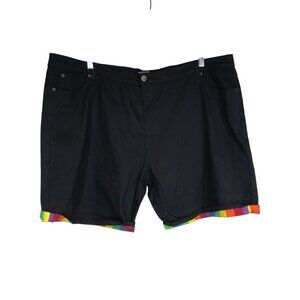 PRIDE BUNNY - MEN'S 50 -BLACK COTTON BlEND BUTTON WAIST SHORTS